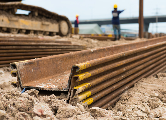 steel sheet pile on beach